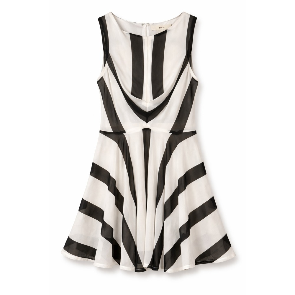 Sans Souci Modern Minimalist Striped Dress Women Size L Editorial Chic Old Money